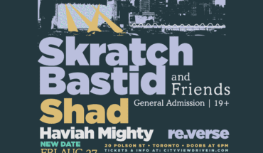 Skratch Bastid and Friends poster announcing the lineup with Shad, Haviah Might, and re.verse