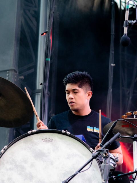 Photo of the drummer in re.verse on stage